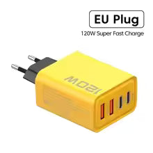 4ポート充電器, 2ポート USB-C PD急速充電 3.0, 2ポート USB-A QC急速充電 充電アダプタ USイエロー